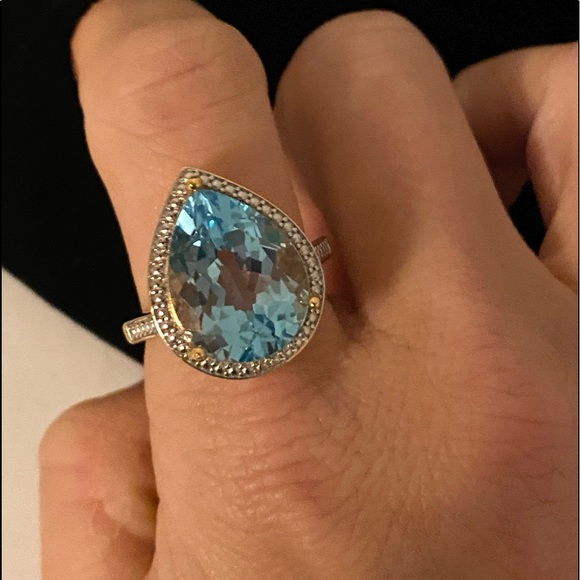 NWT Sky blue certified topaz 18k goldplated ring - Picture 8 of 13